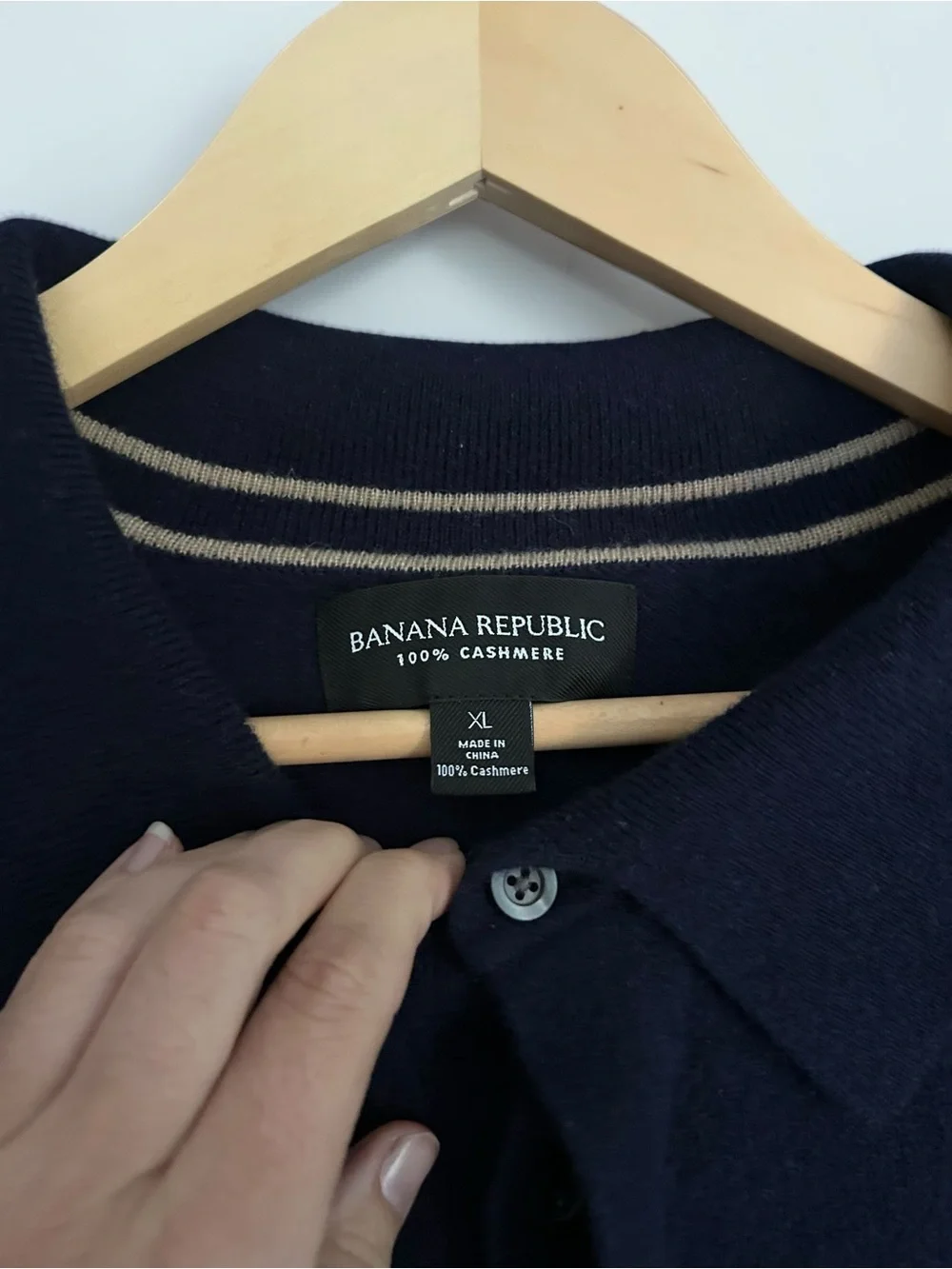 Banana Republic Viaggio 100% Cashmere Polo Sweater Navy XL Men’s